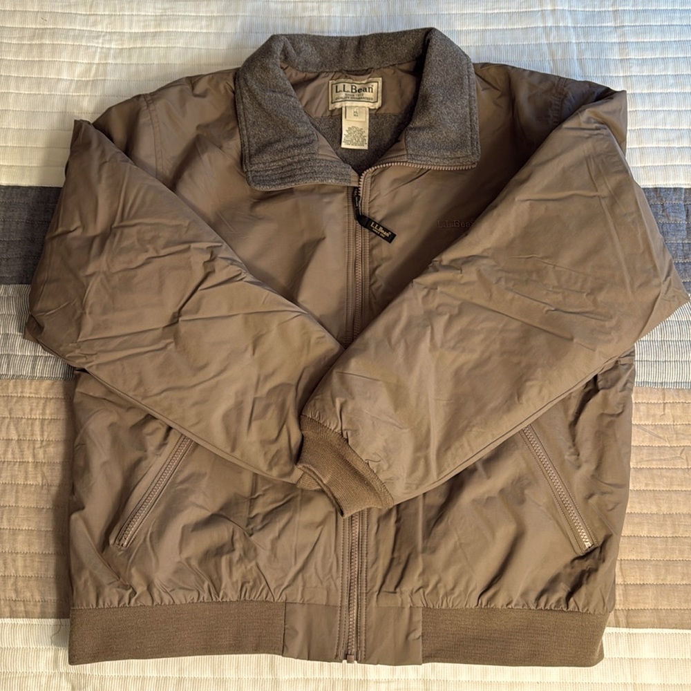 LL Bean Men’s Warm-Up Fleece Lined Jacket. Size XL Color:  Taupe Brown.